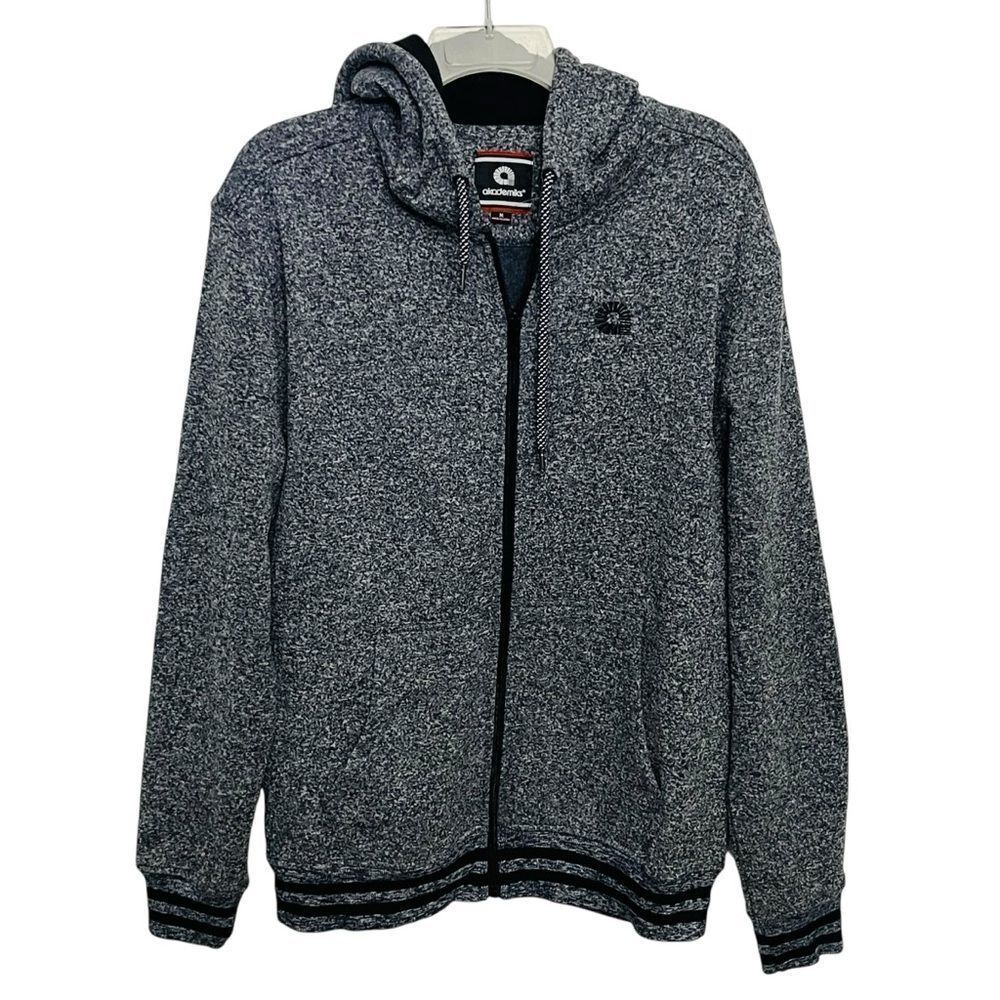 Akademiks Hoodie Gray Drawstring Full Front Zip Fleece Sweatshirt Jacket M NWOT
